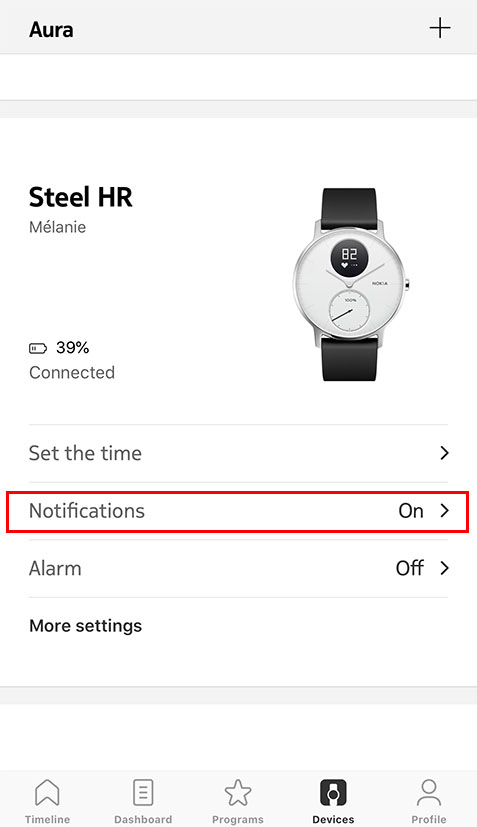 Steel HR Steel HR Sport Enabling notifications on my watch Withings Support