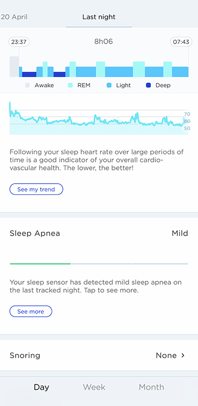 Sleep Analyzer EU ROW Tracking my sleep apnea Withings Support