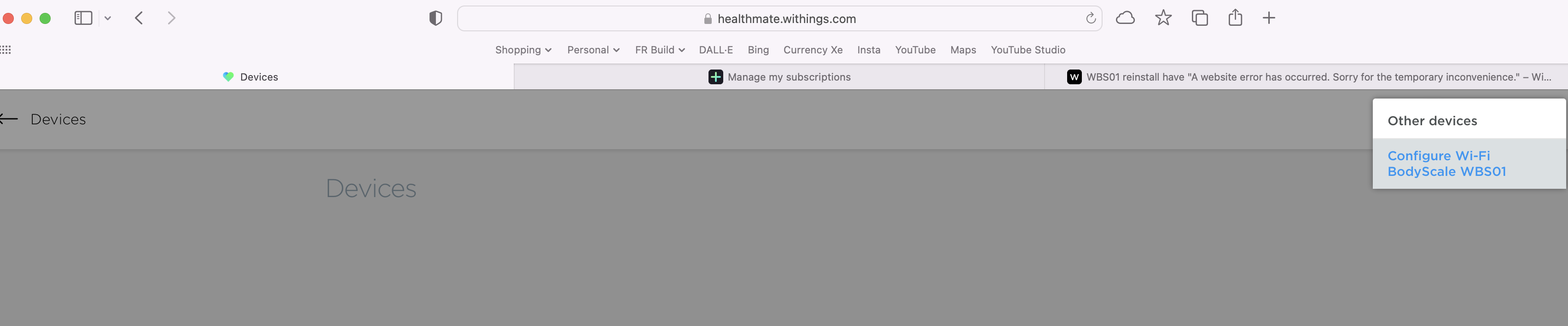 Website Inconvience WBS01 reinstall have